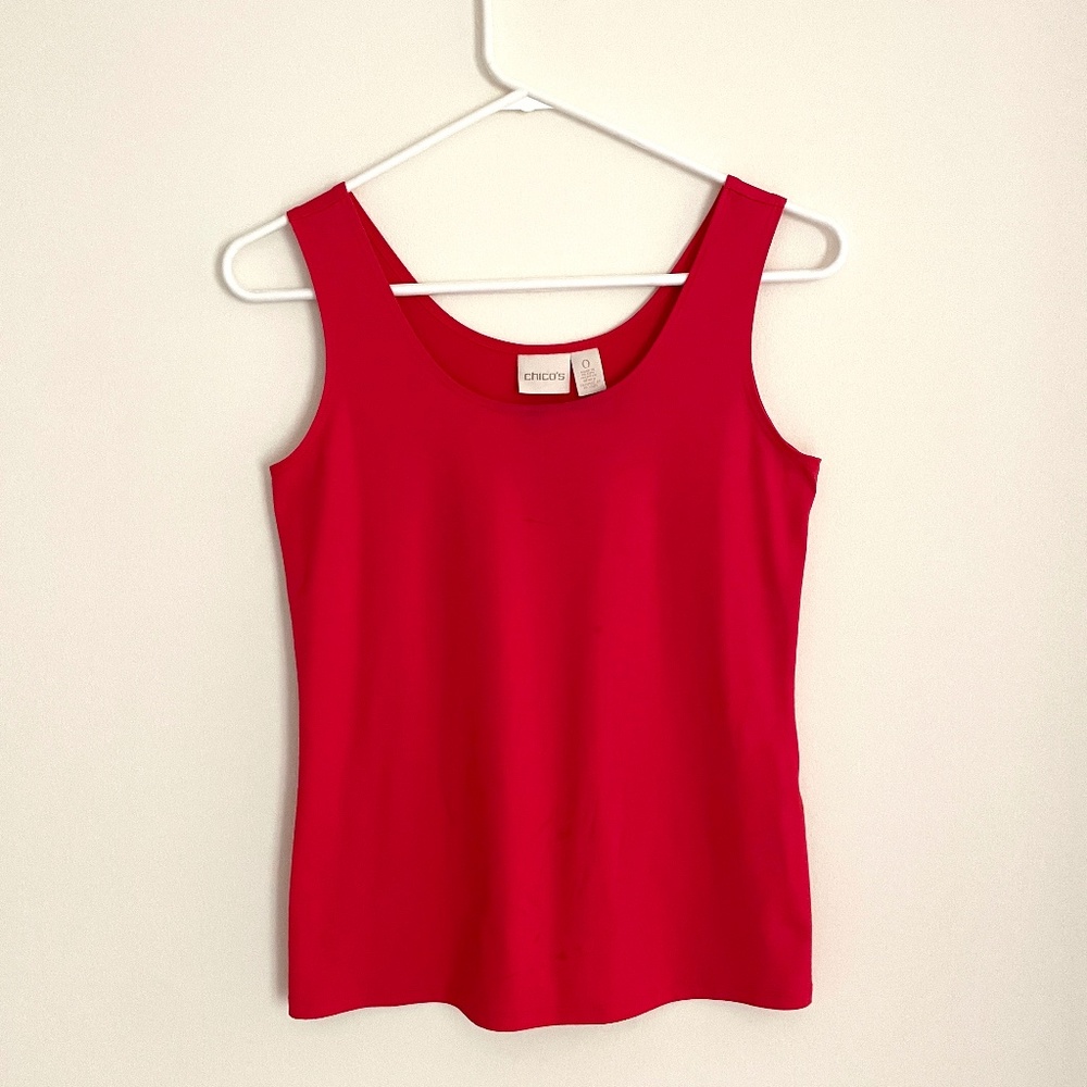 Chico's Women's Tank Top Size 0 Watermelon Pink Color, Smooth Rayon Fabric